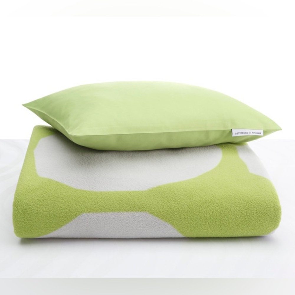 Marimekko Blanket Throw Fleece Kivet Green Gray - Picture 10 of 13
